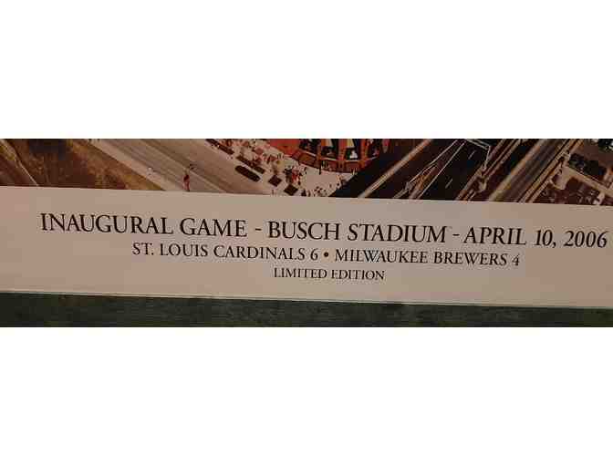 Framed LE Print of Inaugural Baseball Game at Busch Stadium in St Louis