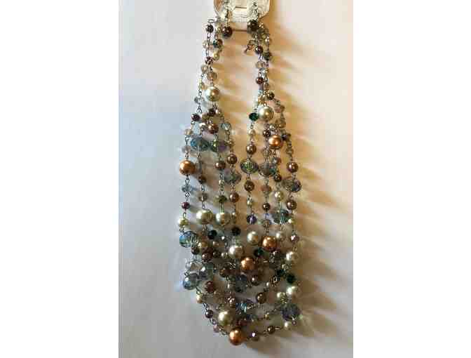 Beaded 5-strand necklace with coordinated earrings