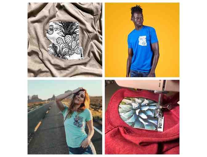 Gift Certificate to design 4 AZ-shaped Pocket Tees to be handmade in Tucson