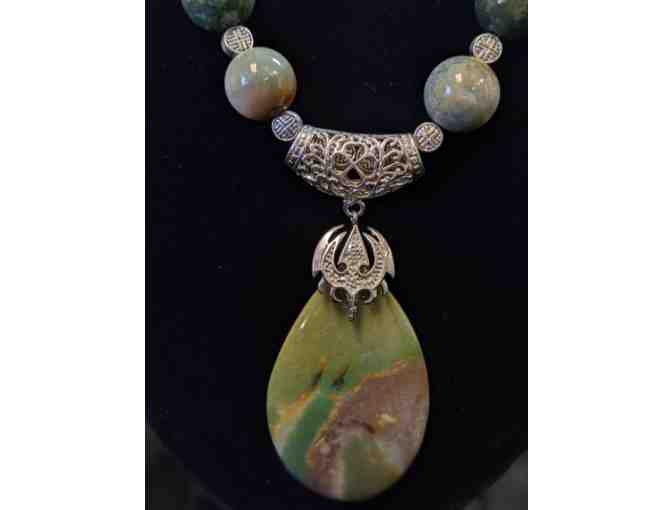 Jewelry handcrafted from Gem Show finds - Green and Brown set
