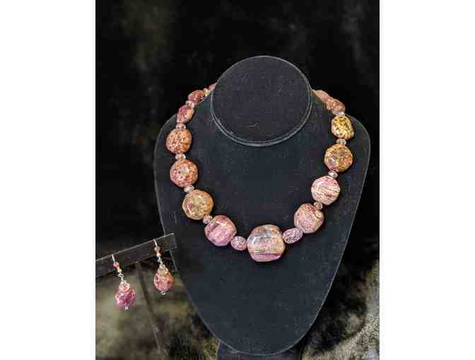 Jewelry handcrafted from Gem Show finds - Brown and pink set