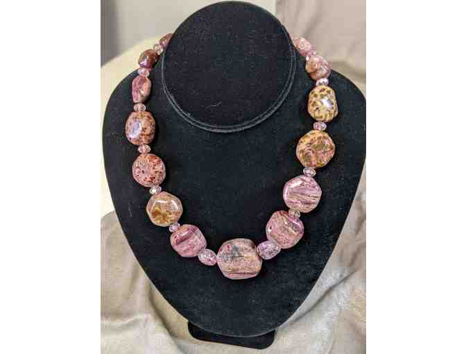 Jewelry handcrafted from Gem Show finds - Brown and pink set