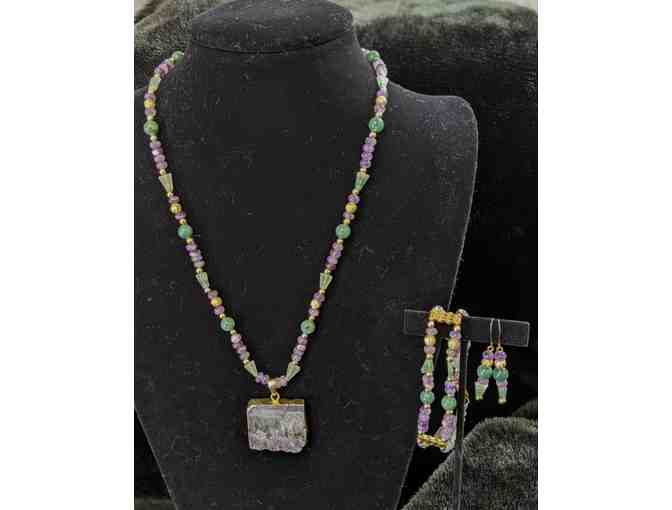 Jewelry handcrafted from Gem Show finds - Purple and Green set