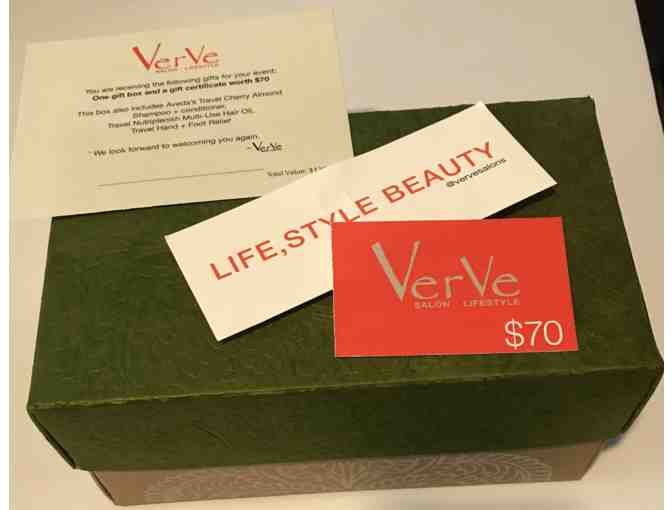 VerVe Salon Lifestyle: $70 gift card and box with 5 travel size Aveda products - Photo 1