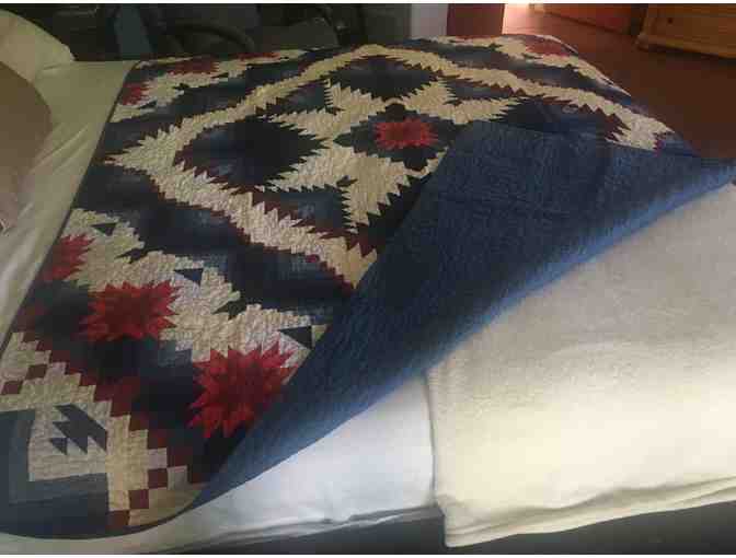 Handmade Red, White, and Blue Quilt 65' x 84'