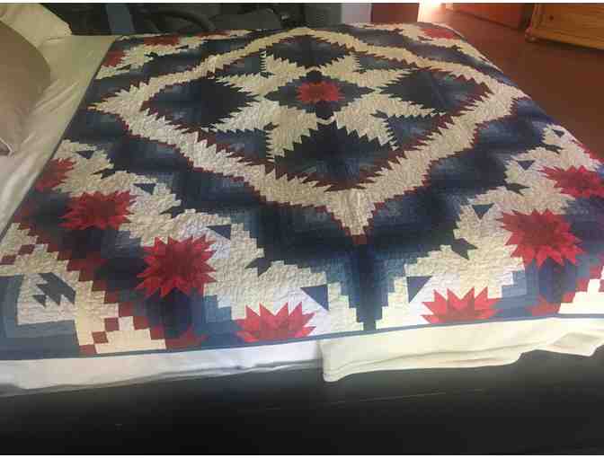 Handmade Red, White, and Blue Quilt 65' x 84'