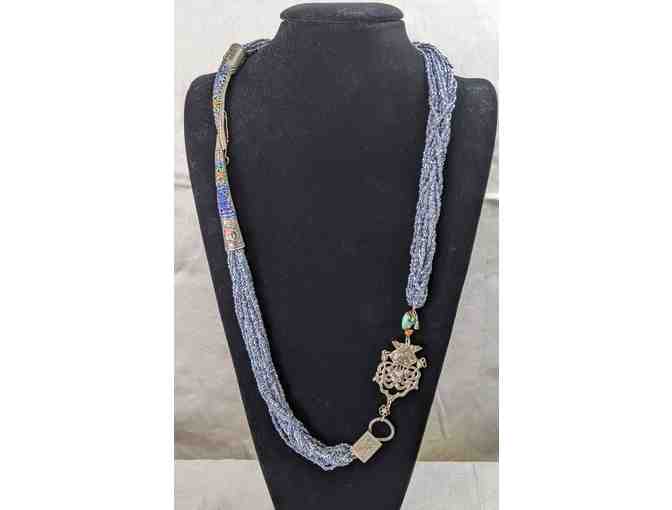 Marcasite Bead Necklace with antique clasp and details (36 inches )