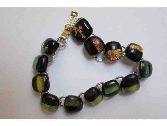 Golden glitter pendant, earrings and bracelet set (CD)