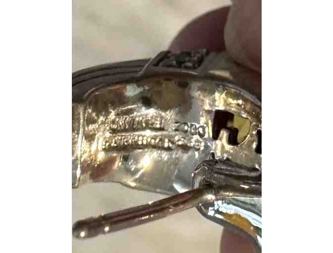 Peridot and sterling silver earrings with diamond enhancements (CBS)