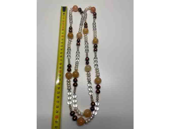 Amazing necklace made of fresh water pearls, agate, crystals, Length 1.3 M (JP)