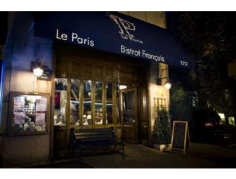 Dinner for 2 at LE PARIS BISTROT