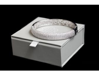 Simulated Diamond 8 Carat Pave Bangle Bracelet in Sterling Silver