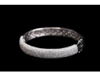 Simulated Diamond 8 Carat Pave Bangle Bracelet in Sterling Silver