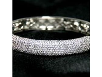 Simulated Diamond 8 Carat Pave Bangle Bracelet in Sterling Silver