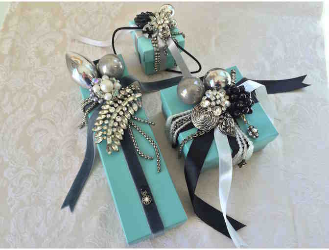 Trio of Robin's Egg Blue Bejeweled Decorative Boxes by Mark Tamagni