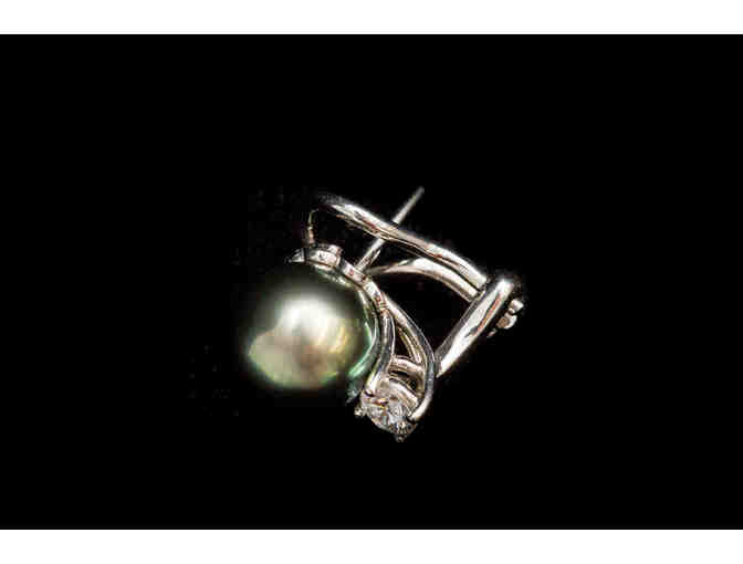 Tiffany & Co. Grey Pearl and Diamond Earrings