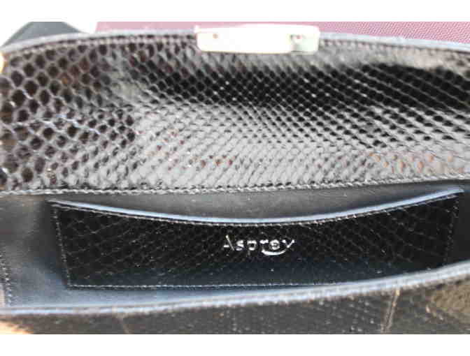 ASPREY Regent Clutch in Black Python
