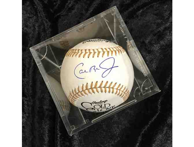 Cal Ripken, Jr Autographed Gold Glove Award Baseball & Photo