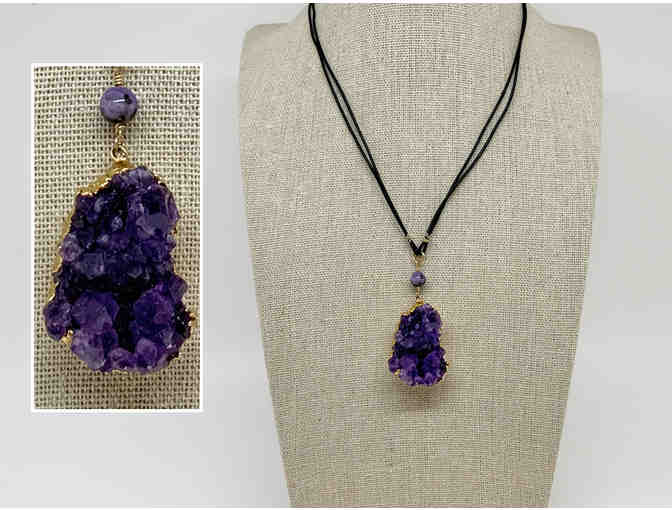 Gold Dipped Purple Amethyst Druzy necklace by Lori Hartwell - Photo 1
