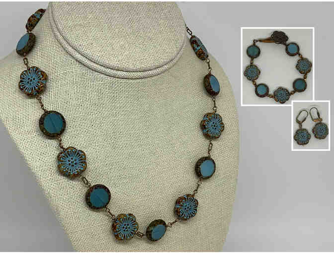Blue Czech Glass Necklace, Bracelet and Earrings Set by Lori Hartwell - Photo 1