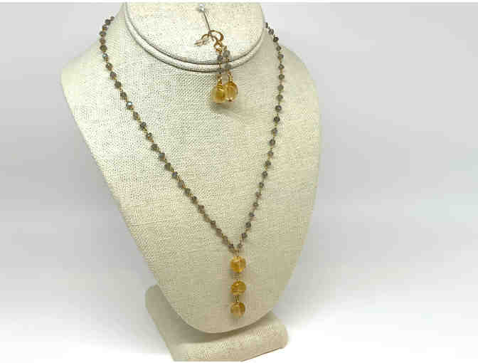 Citrine Drop and Moonstone Necklace and Earrings Set by Lori Hartwell - Photo 1