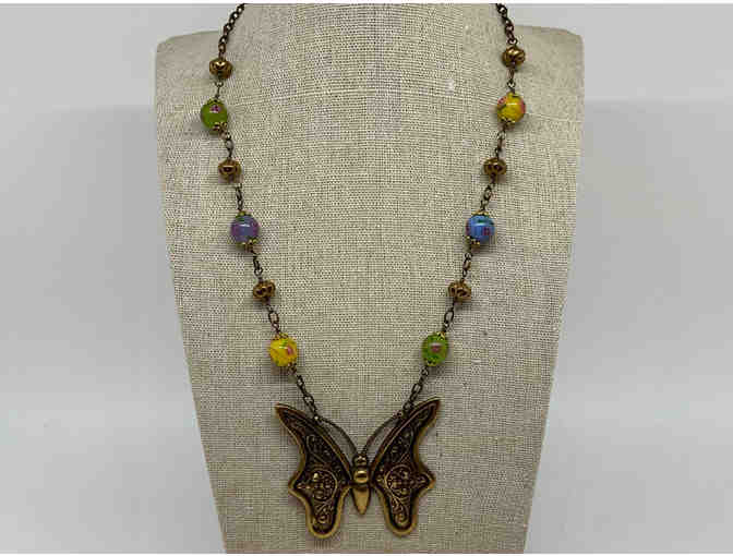 Brass Butterfly Statement Necklace and Matching Earrings By Lori Hartwell - Photo 2