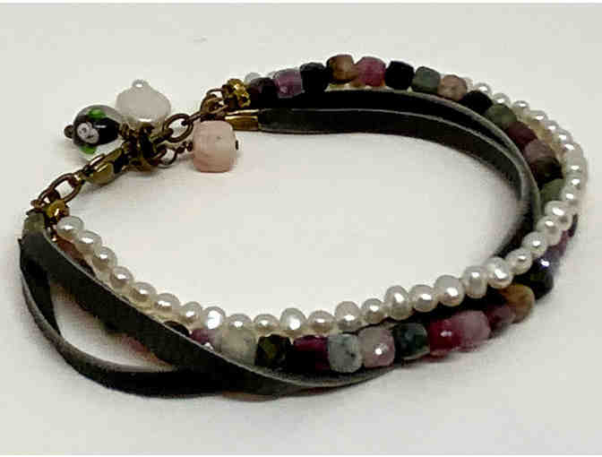 Suede, Jewels and Pearls Bracelet By Lori Hartwell - Photo 1
