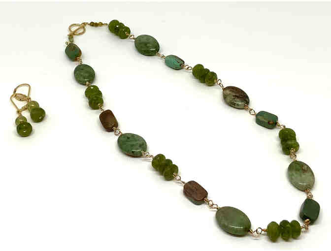 Green Garnet/Turquoise Jewelry Set by Lori Hartwell