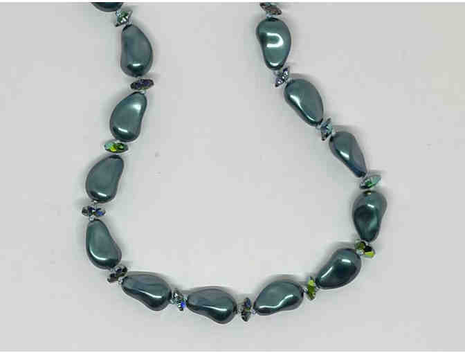Tahitian Blue Kidney Shaped Bead Necklace by Lori Hartwell