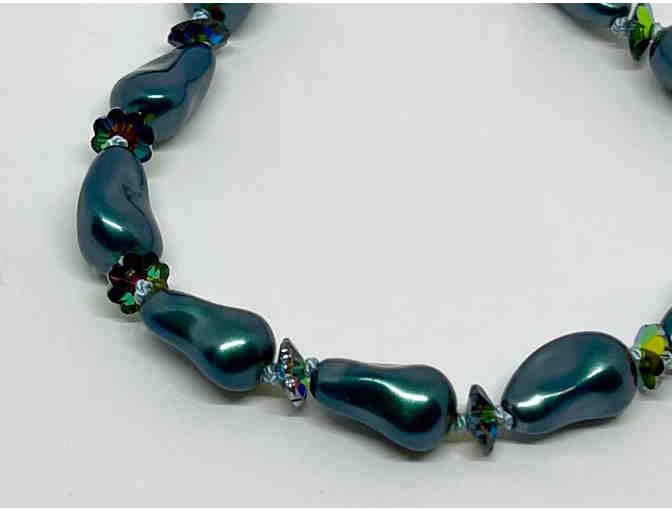 Tahitian Blue Kidney Shaped Bead Necklace by Lori Hartwell