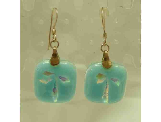 Palm tree iridescent pendant & Earrings