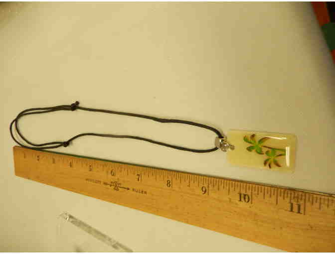 Iridescent palm tree necklace