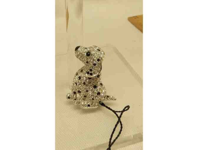 Swarvowski spotted dog brooch