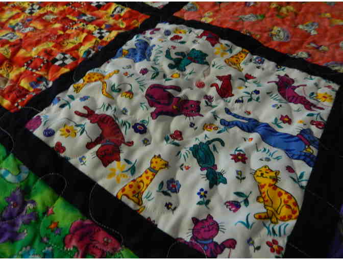 Beautiful two sided CATS quilt-handcrafted for full or queen bed