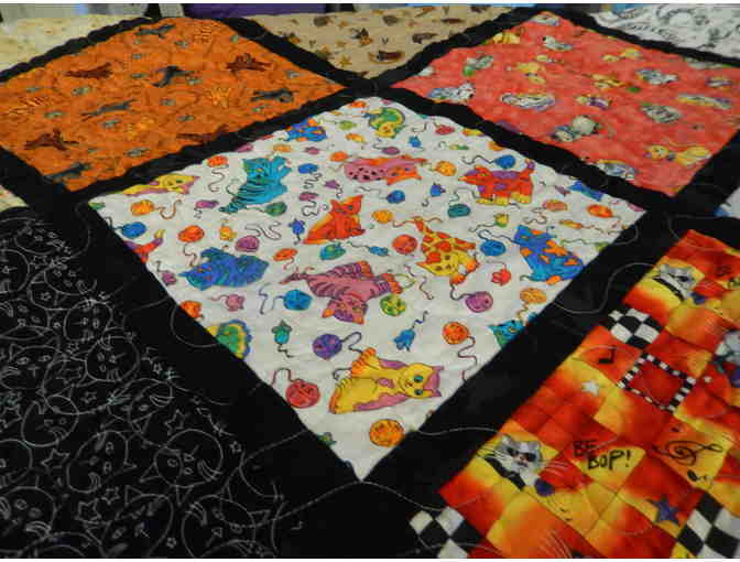 Beautiful two sided CATS quilt-handcrafted for full or queen bed