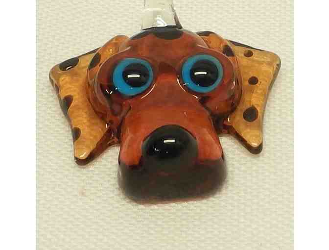 Whimsical glass dog's head pendant w/o chain