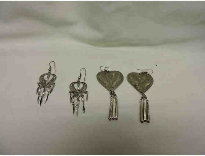 Two pair heart earrings