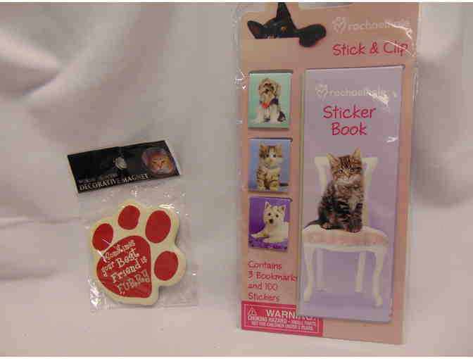 3" Decorative Ceramic Paw Magnet and bookmarks/stickers set - Photo 1