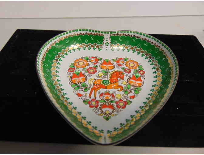 Vintage Enamel Heart Shaped Small Ring/Trinket Dish Made in Austria by Steinbock