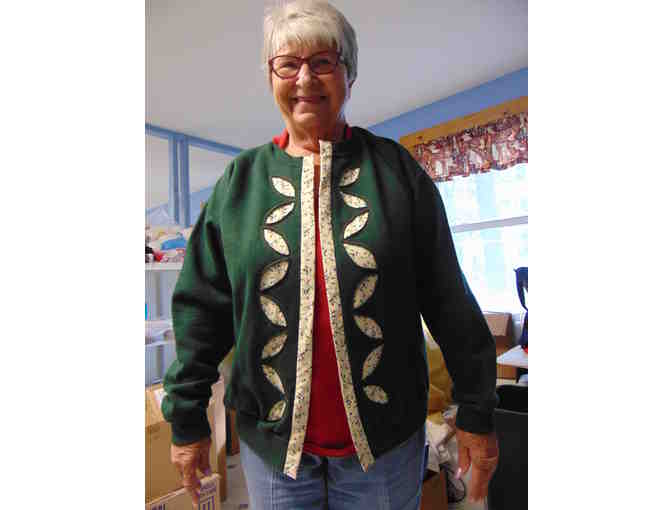 Handcrafted Open Front Sweatshirt with Christmas Lights trim