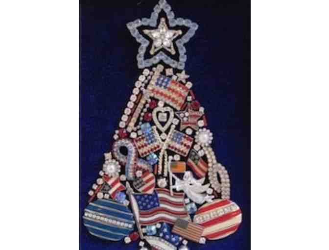 Framed Patriotic Framed Vintage Jewelry Tree with Rhinestones and stand - Photo 2