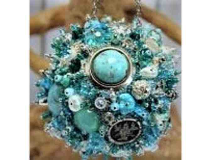 Bejeweled Christmas Ornament- Vintage Turquoise Art Handcrafted - Photo 2