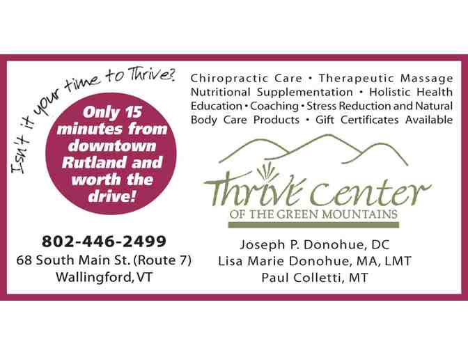 Thrive Center of the Green Mountains - $60 Gift Certificate