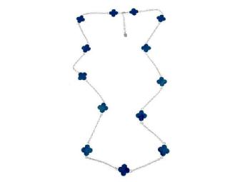 Fornash Long Clover Necklace in Navy