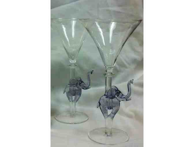 3 Bottles of Wine & a Set of 2 Hand Blown Elephant Stem Glasses (I)