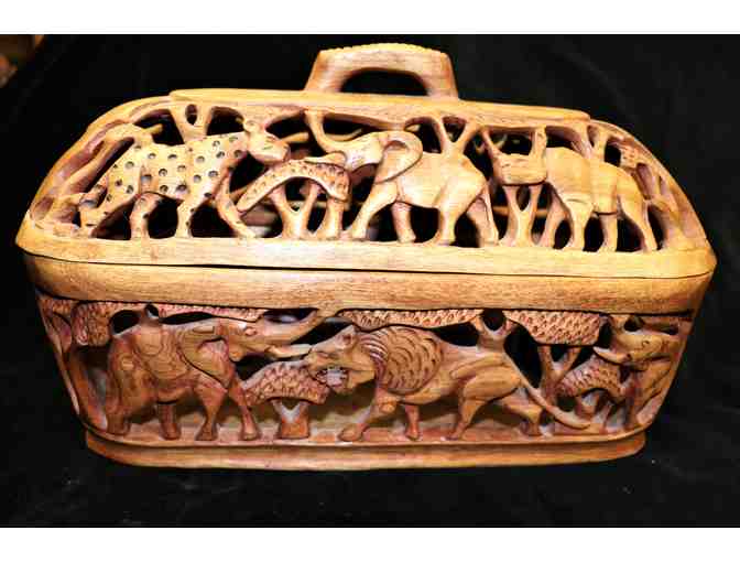 Hand-Carved African Storage Basket - Photo 1