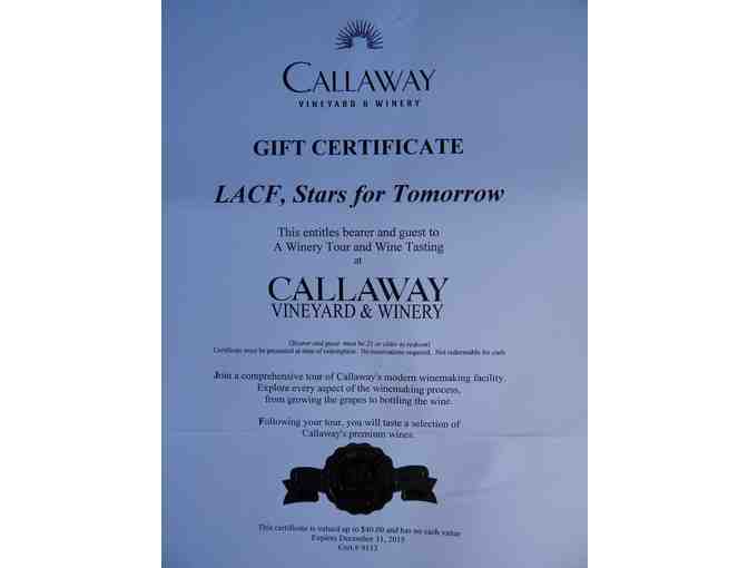 Winery tour and wine tasting for two in Temecula