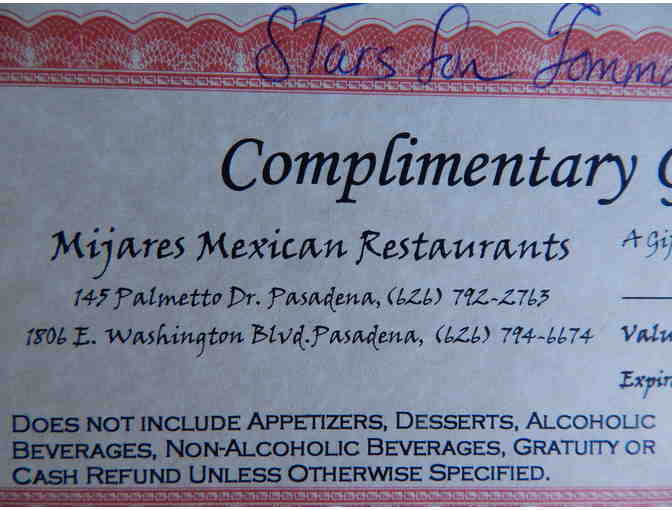 Mijares Mexican Restaurant - $60 certificate for dinner for 2