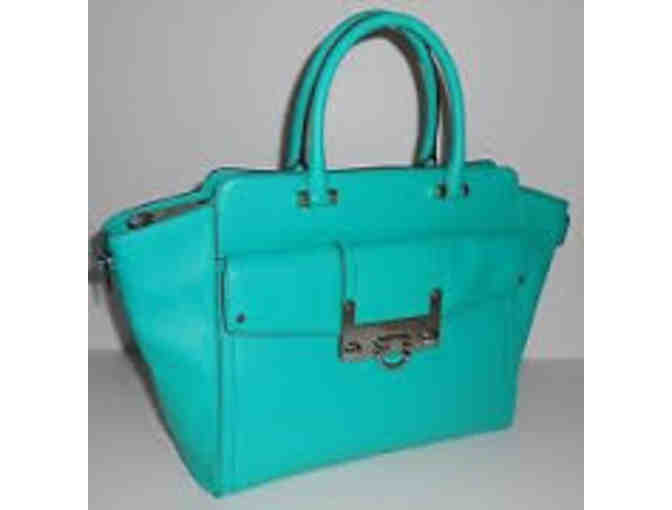 MILLY Leather Bryant Handbag in Turquoise
