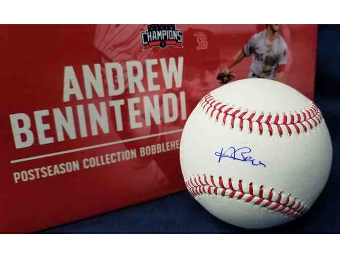 Andrew Benintendi Autographed Baseball & Bobble Head